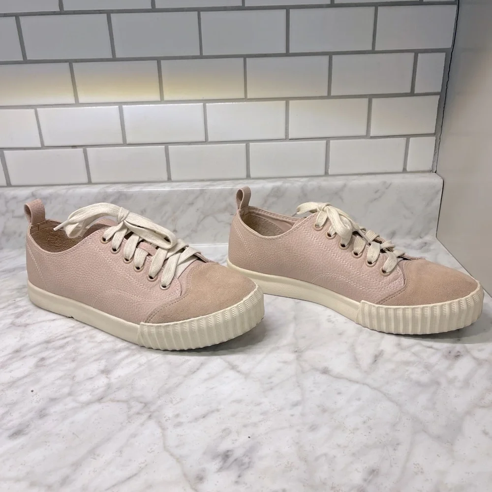 Mia Light pink/peach leather & suede, lace up shoes/loafers, gentle worn, size 7 - Picture 3 of 5